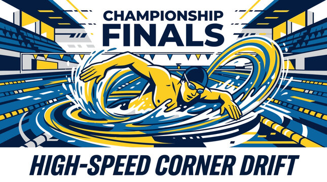 Championship Finals High Speed Corner Drift Athletic Swimmer Dive