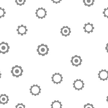 Gray Gear Pattern Seamless Background, Simple Industrial Cog Wheel Flat Vector Illustration