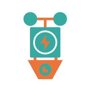 Anemometer and lightning bolt icon