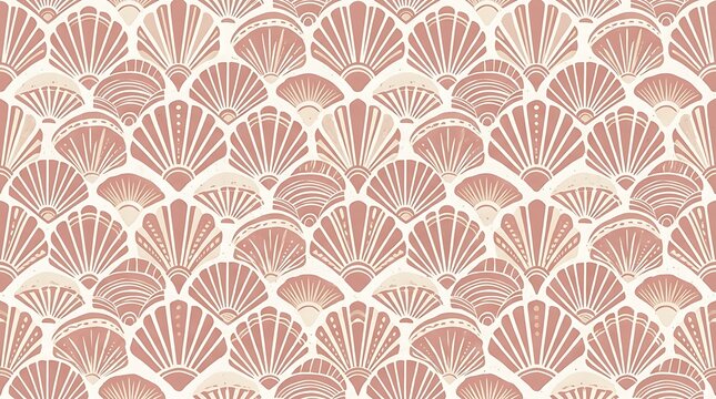 Muted terracotta scallop shell repeating pattern for textile design