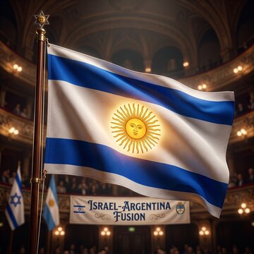 Fusion of Argentina and Israel Flags Symbolizing Unity and International Cooperation