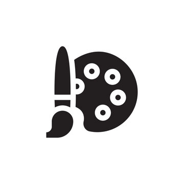 Artist Palette Icon With Paint Dabs Flat Black And White