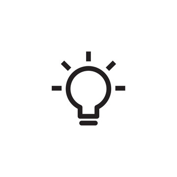 Light Bulb Icon With Rays Flat Vector Illustration On White Background