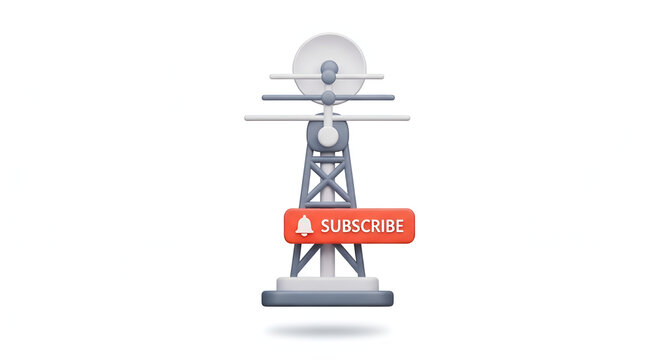 Oil derrick with unsubscribe button flat vector illustration.