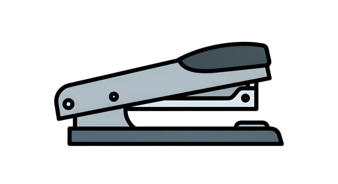 Modern Black and Gray Stapler on White Background.