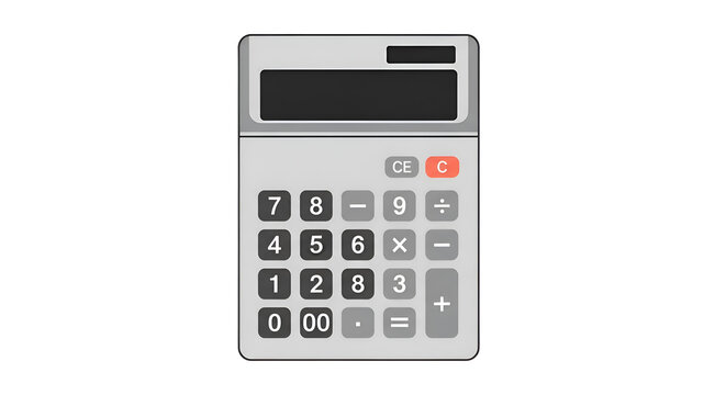 Modern digital calculator with large display and buttons.