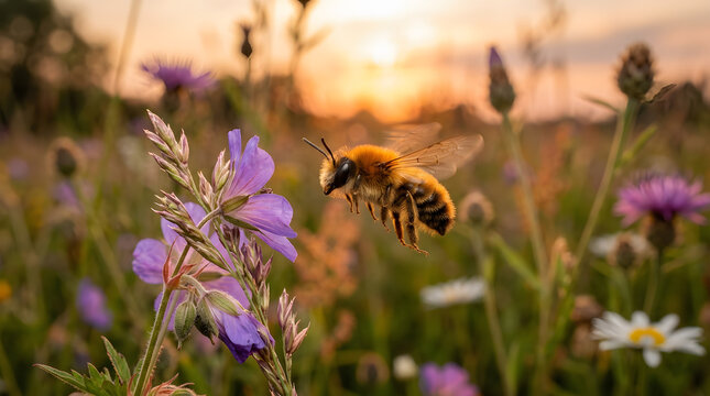 tawny mining bee idle fliying