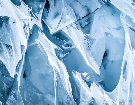 Frozen ice formations in shades blue.