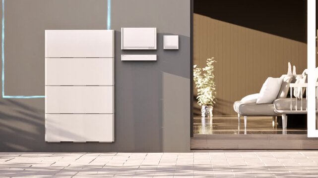 3d rendering home battery or energy storage system for residential used 4k footage