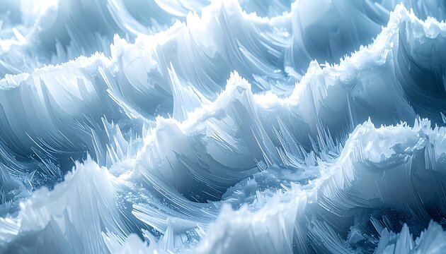 Frozen wave ice formation closeup macro.