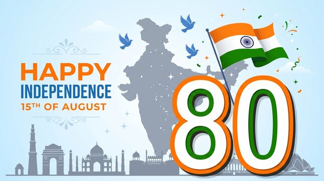 Indian Independence Day, 80th anniversary, August 15th, patriotic celebration, national holiday