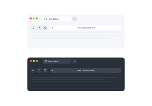 Browser window interface mockup in light and dark mode