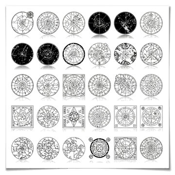 Vintage Celestial Maps Collection: Constellations, Astrology Charts, Astronomy Diagrams