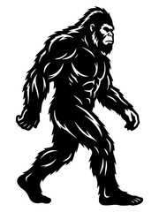 Fototapeta premium Bigfoot walking in a powerful stance as a vector graphic illustration