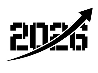 Fototapeta premium Black vector graphic illustration of 2024 with an upward arrow
