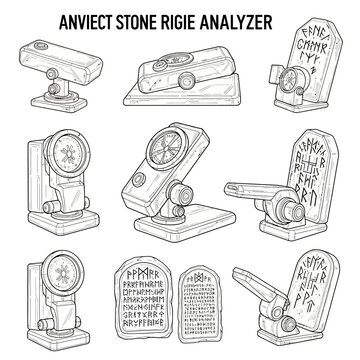 Ancient Stone Rigel Analyzer - Set of Line Art Devices