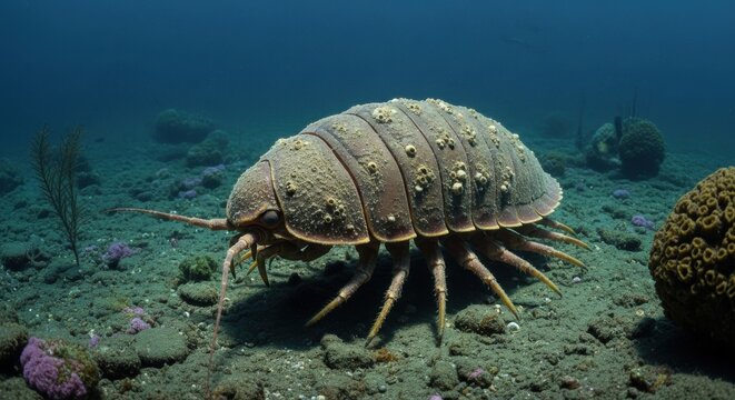 Giant Isopod Underwater on Seabed