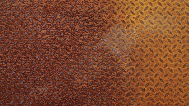 Rusty Diamond Plate Metal Floor Deep Red Brown Dramatic Vignette Industrial Grunge Texture Abstract Background