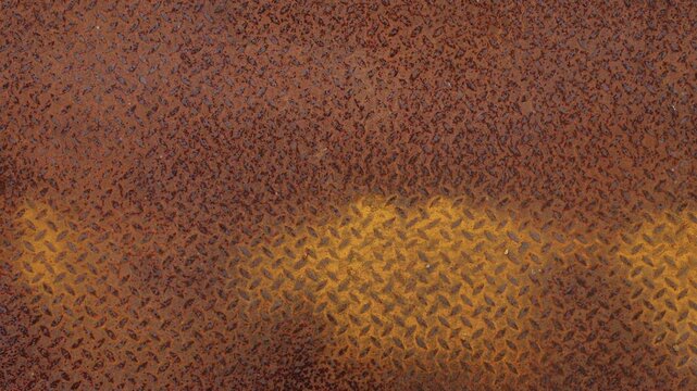 Rusty Diamond Plate Metal Floor Deep Red Brown Dramatic Vignette Industrial Grunge Texture Abstract Background