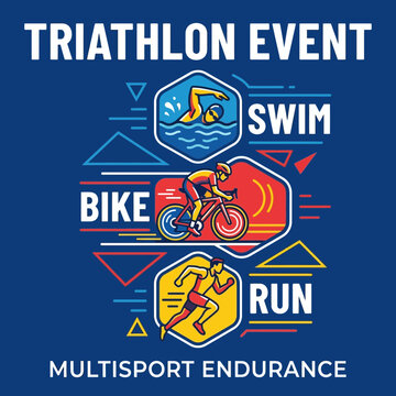 Athletic Triathlon Competition Event For Multisport Race
