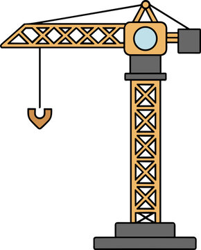 Construction Tower Crane Lifting Hook Vector Illustration
