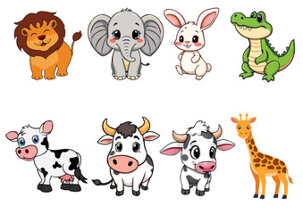 set of cartoon animals