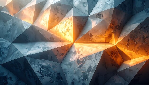 Geometric Pattern with Glowing Orange Light.