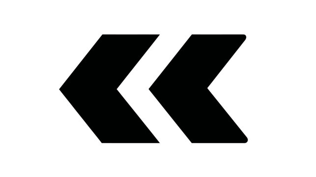 Double left chevron arrow icon for backward, previous, rewind, or skip back navigation in user interface design