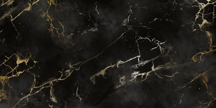 A sophisticated black and gold marble texture with intricate veining