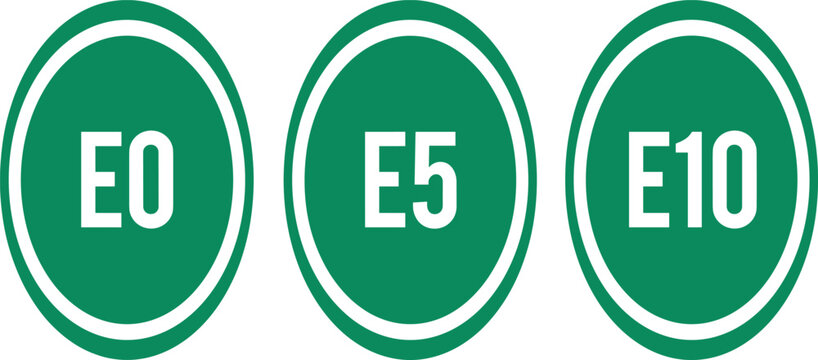 E Number Food Additive Icons Set with E0, E5, and E10 Labels for Food Packaging, Ingredient Marking, Nutrition, and Product Identification