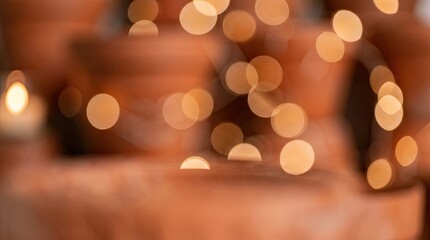 Fototapeta premium Festive holiday bokeh background with warm golden glowing lights.