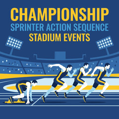 Obraz premium Athletic Championship Sprinter Action Sequence Stadium Events In Motion