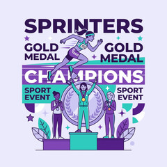 Naklejka premium Athletic Champions Receiving Gold Medals At A Sporting Event Podium Celebration