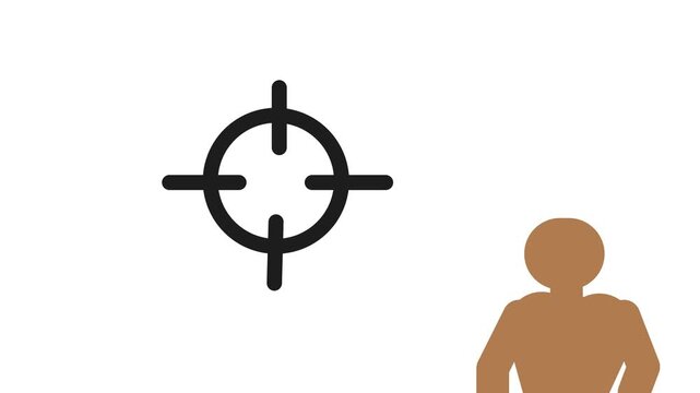 The sight moves and finds the target, then flashes red.