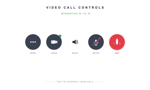 Video call interface controls with status timer