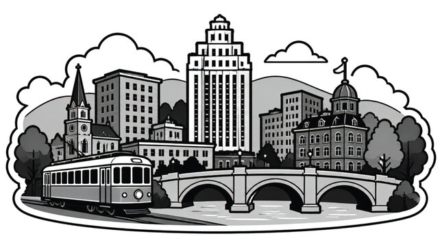 Scranton Pennsylvania Trolley and Historic Architecture