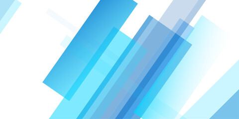Fototapeta premium Abstract blue geometric background featuring overlapping transparent rectangles arranged in a dynamic diagonal pattern