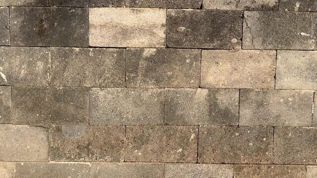 Texture of asphalt shingle​ wall. Abstract shingles bricks texture, Geometric pattern background, Details of wall material, Can be used as background for display or montage your products. Side view.