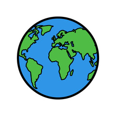 Fototapeta premium Stylized Vector Globe Illustration Featuring Simplified Continents and Oceans for Environmental and Global Sustainability Concepts