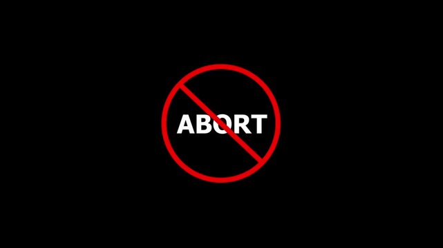Abstract Red Abort Circle Outline Animation on Black Background with Minimal Geometric Motion Graphics