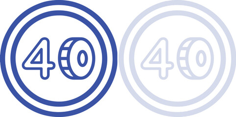 Obraz premium Currency coin featuring the number forty financial anniversary value outline vector design