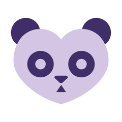 Fototapeta premium Heart shaped panda face vector illustration