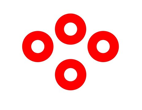 Minimalist red circle icon set with white centers.