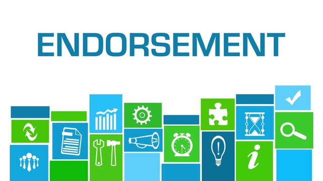 Endorsement Green Blue Grid Business Symbols Bottom 