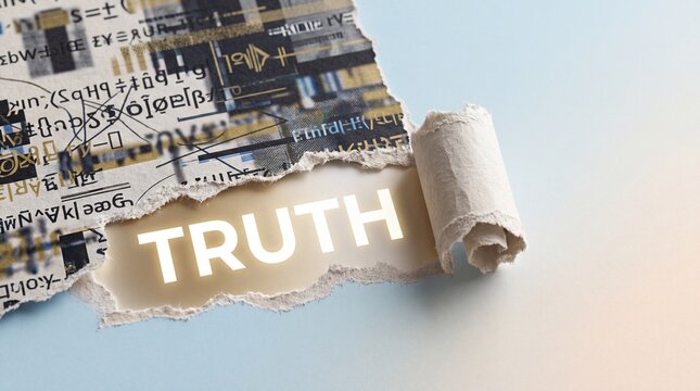 Truth revealed concept. Ripped paper showing hidden reality.