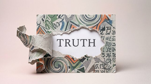Truth concept on paper. Ripped page revealing hidden facts.