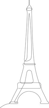 Continuous line art of the Eiffel Tower landmark in Paris.