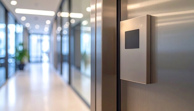 Modern electronic security system on stainless steel door