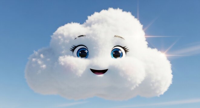 Glimmering Daydream: A Whimsical Cloud's Bright Smile