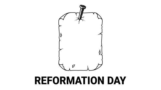 Vintage parchment nailed for reformation day line art illustration
